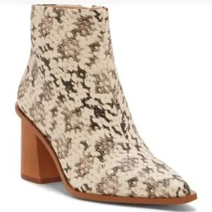 1. STATE KELTE ROCCI SNAKE SKIN ANKLE BOOTS WOODGRAIN BLOCK HEELS WOMEN'…
